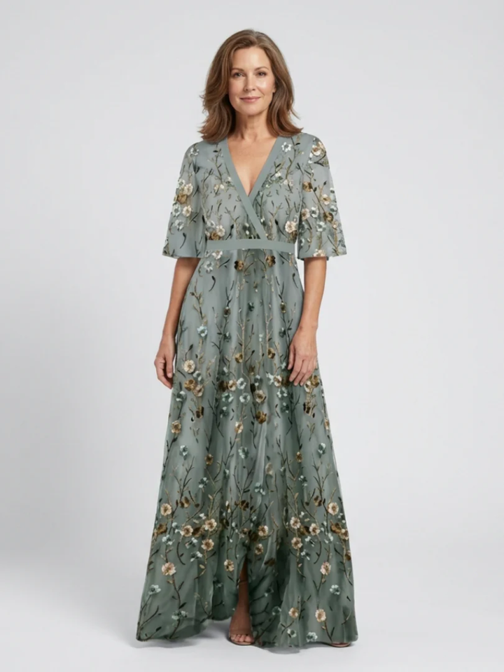 Women’s Floral Maxi Dress V-Neck Summer Vacation Dress