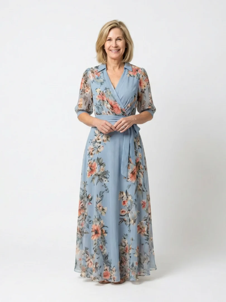 Women’s Floral Wrap Maxi Dress for Summer Events and Parties
