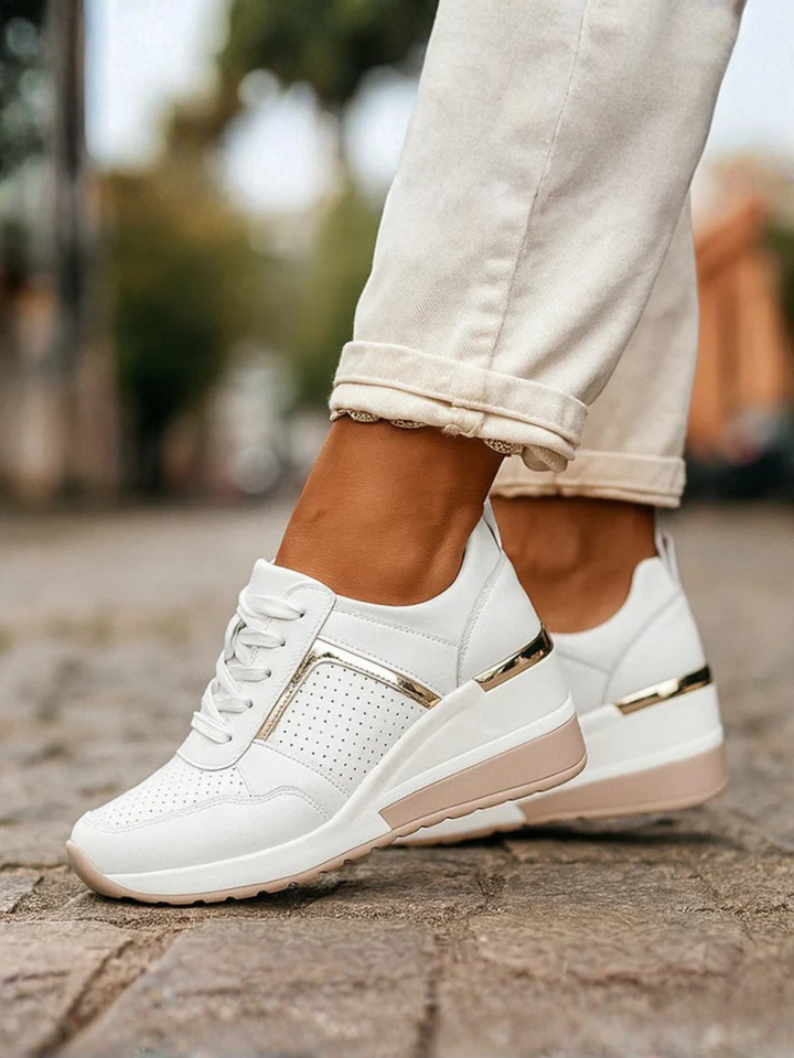Women’s Comfortable Wedge Sneakers Leather Platform Daily Wear