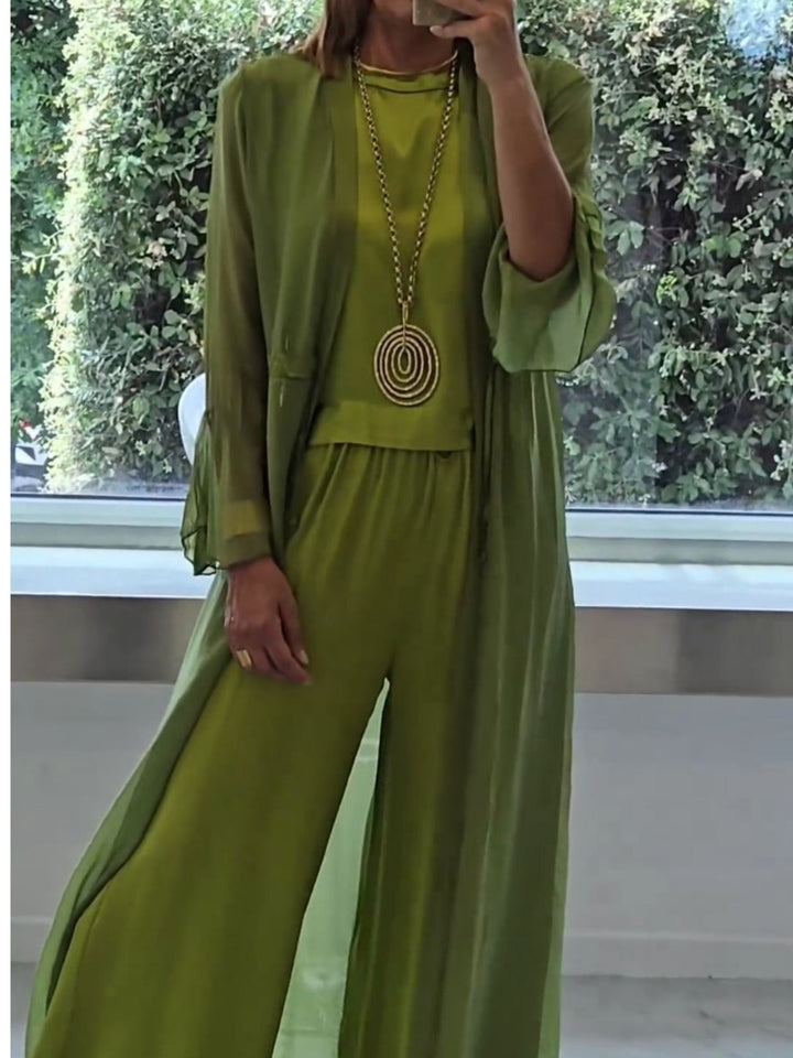 Women Three Piece Set Elegant Casual Outfit with Cardigan