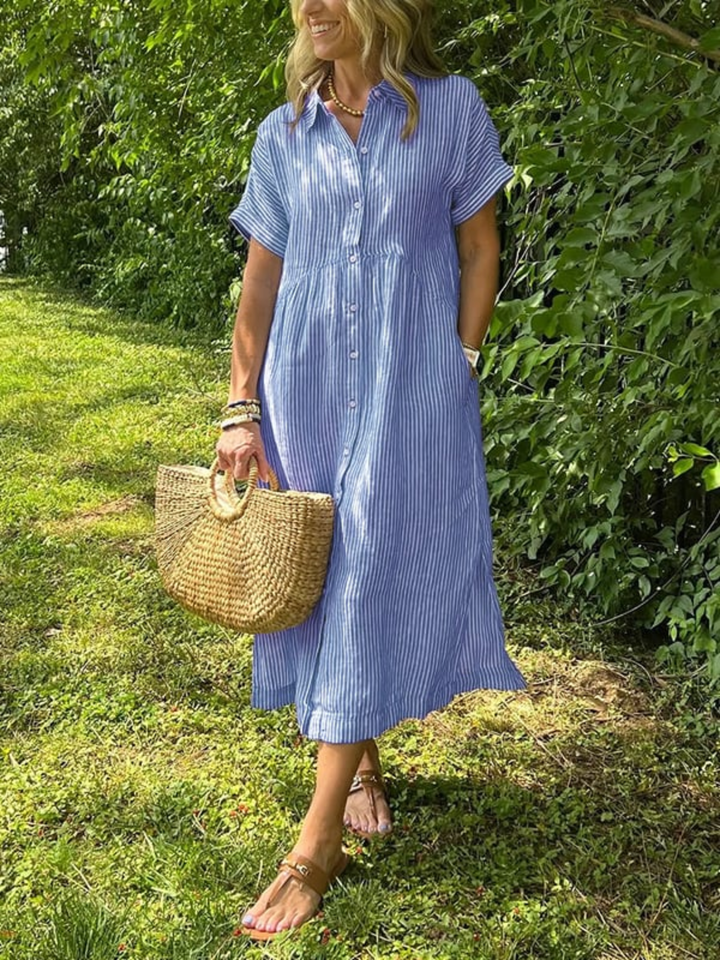 Women's Striped Shirt Dress for Work and Weekend Smart Casual Fit