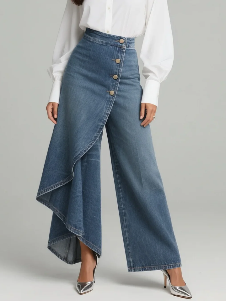 Slim Fit Denim Wrap Jeans for Women High Waist Everyday Wear