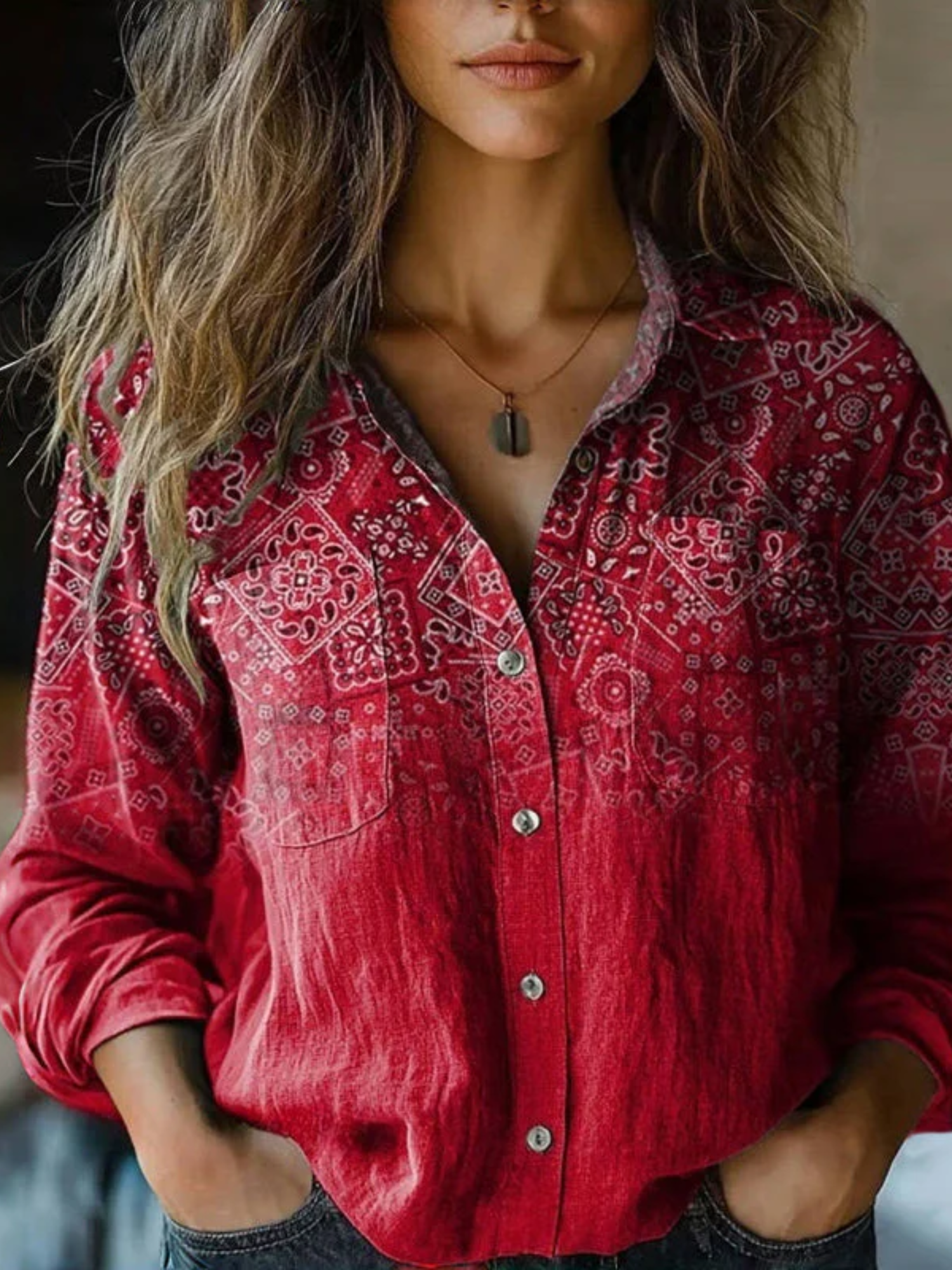 Women’s Bohemian Blouse Cotton Lightweight Spring Summer Elegant