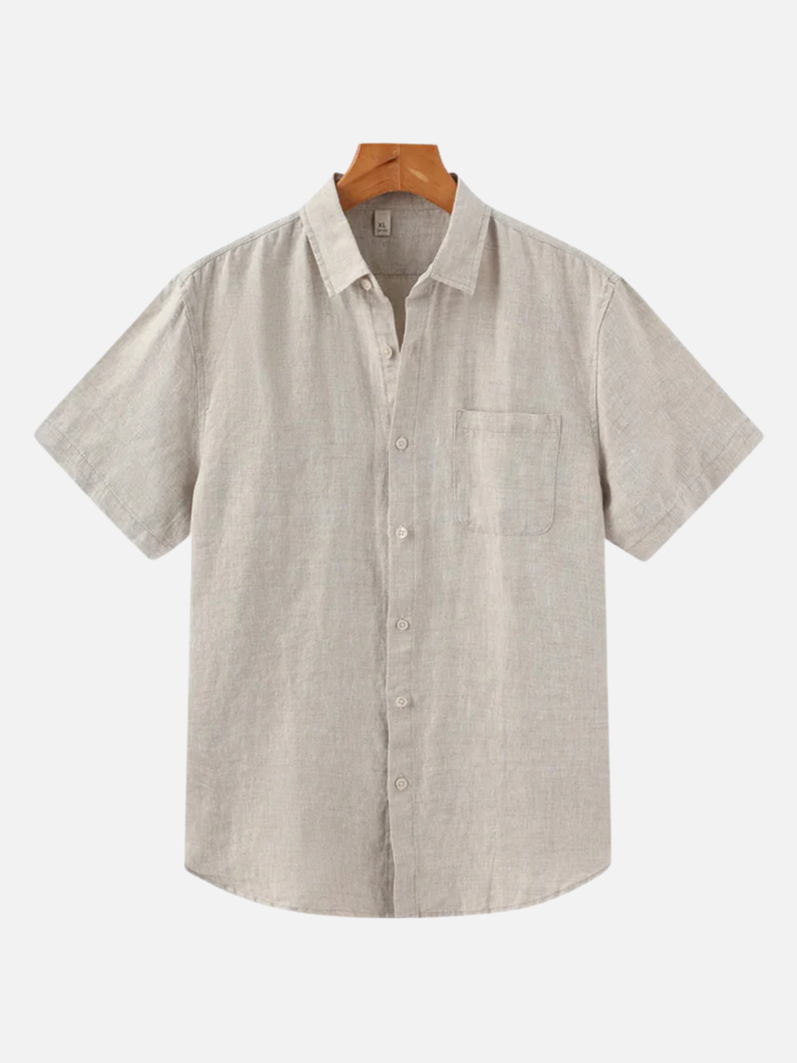 Men's Linen Short Sleeve Shirt for Summer Lightweight Breathable