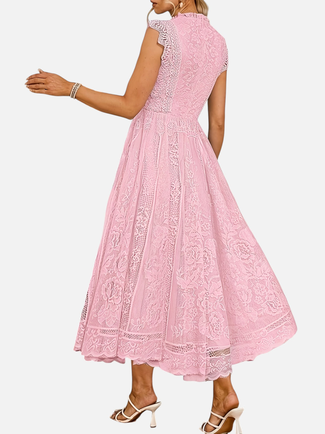 Women’s Lace Maxi Dress Wedding Guest Elegant Flared Fit