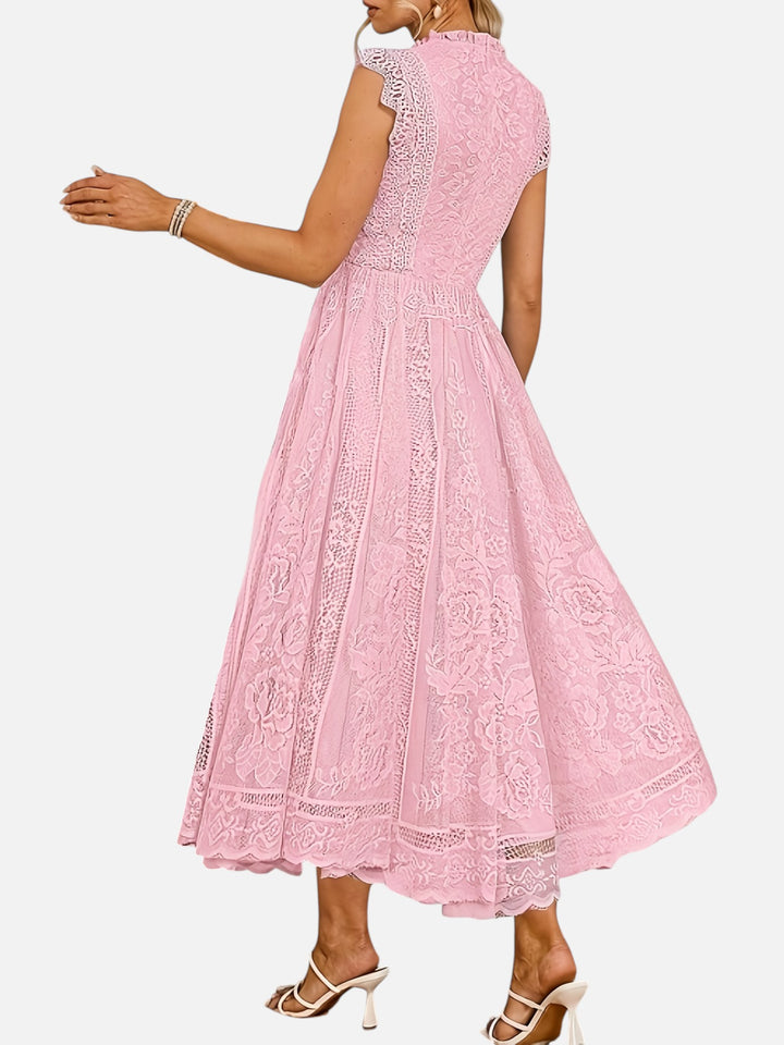 Women’s Lace Maxi Dress Wedding Guest Elegant Flared Fit