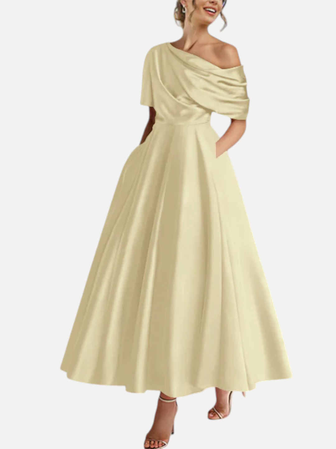 Mother of the Bride Dress A-Line One Shoulder Wedding Formal Gown