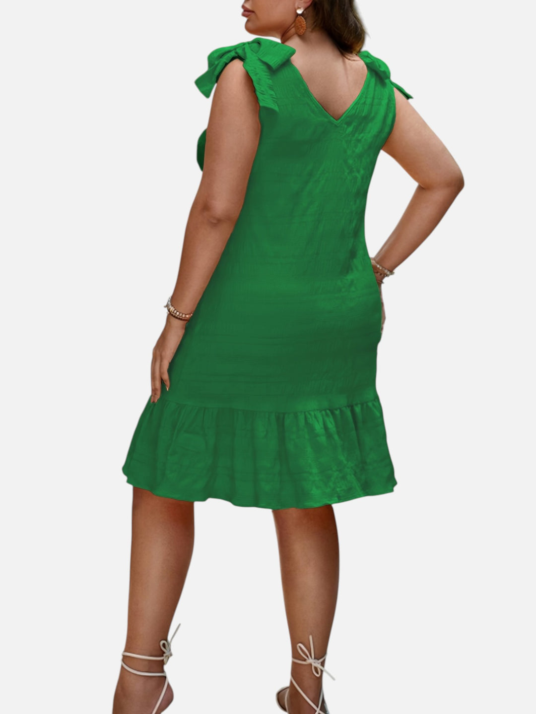 Plus Size Midi Dress for Summer Casual Sleeveless V Neck