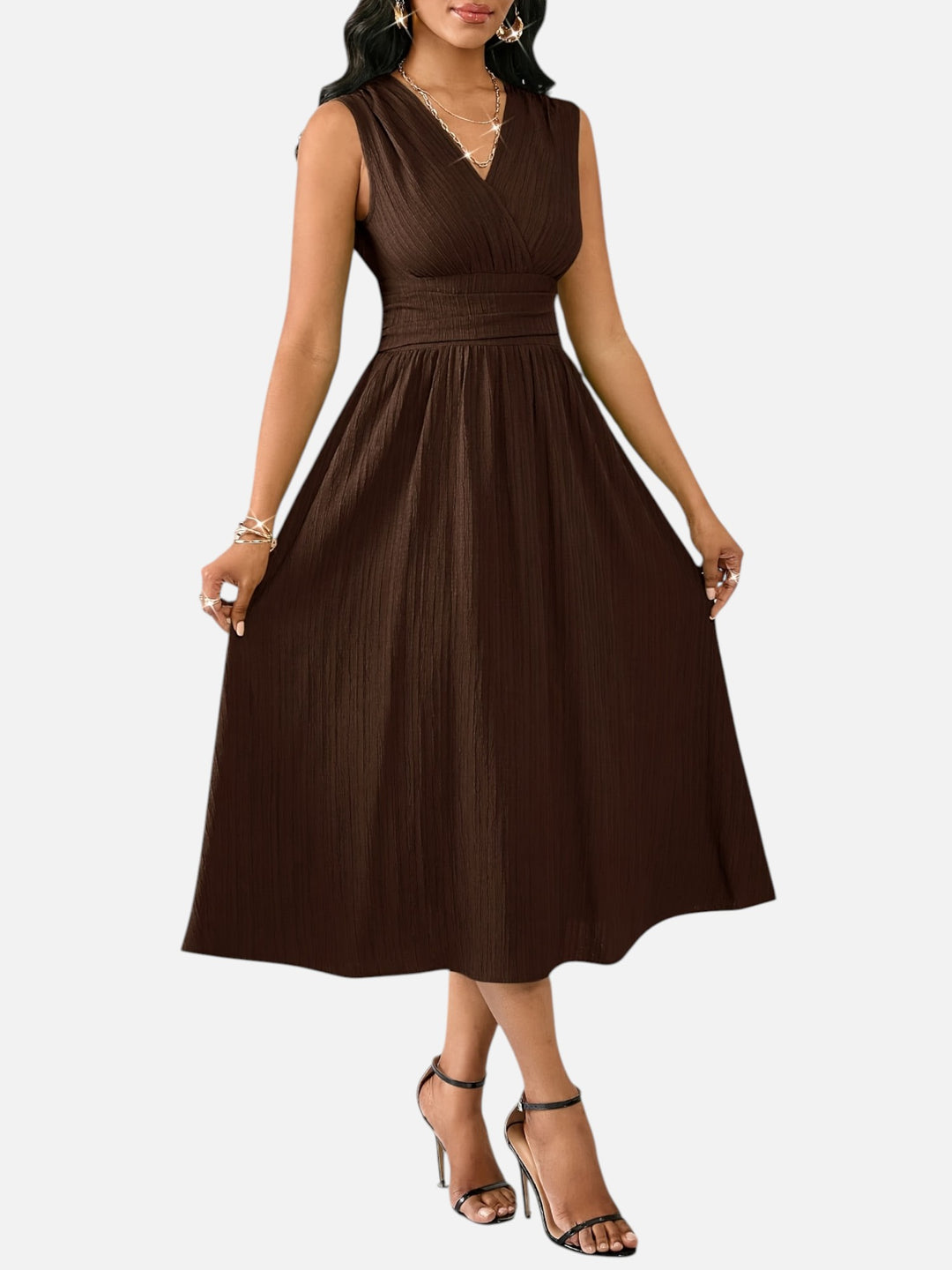 Midi Dress Women Sleeveless Summer Casual Vacation Outfit