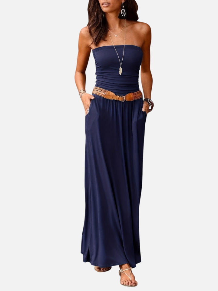 Women's Strapless Dress for Evening Events Slim Fit Waist