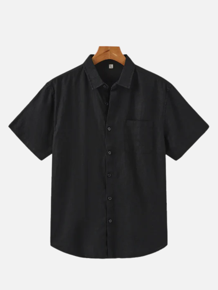 Men's Linen Short Sleeve Shirt for Summer Lightweight Breathable