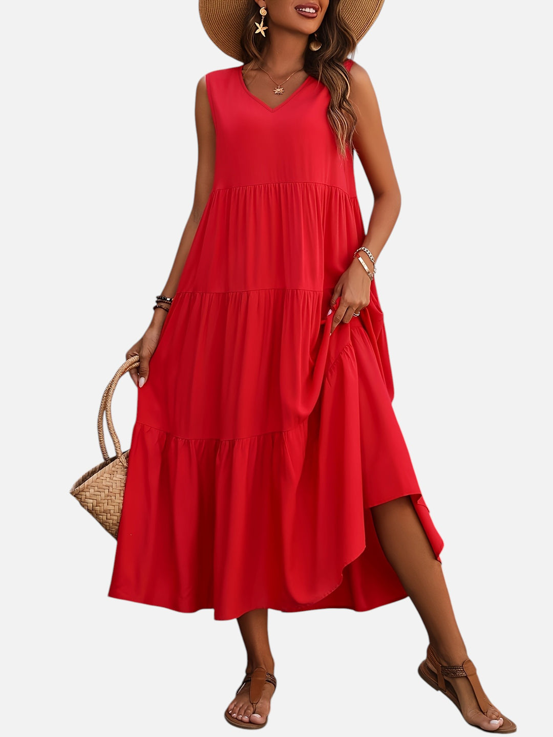 Women's V-Neck Maxi Dress Loose Fit Formal Evening Wear