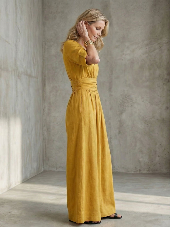Women Full Length Jumpsuit Cross Bodice Soft Fabric Casual Elegant Wear