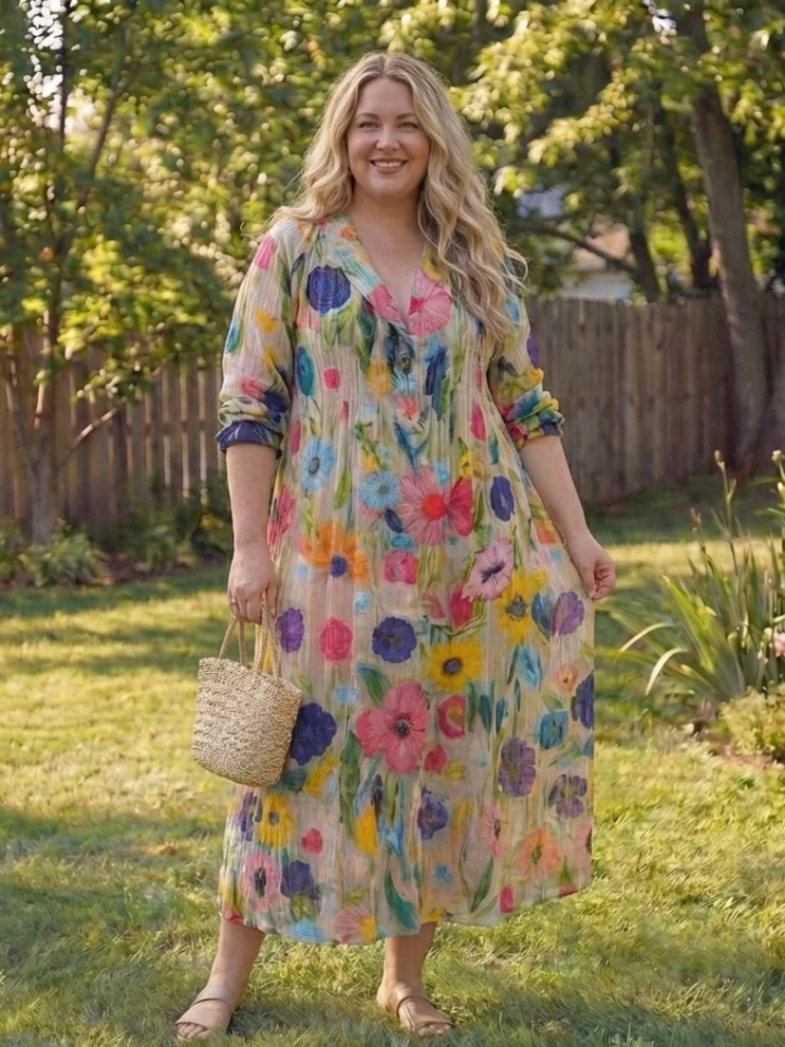 women's botanical maxi dress lightweight summer flowy elegant outfit