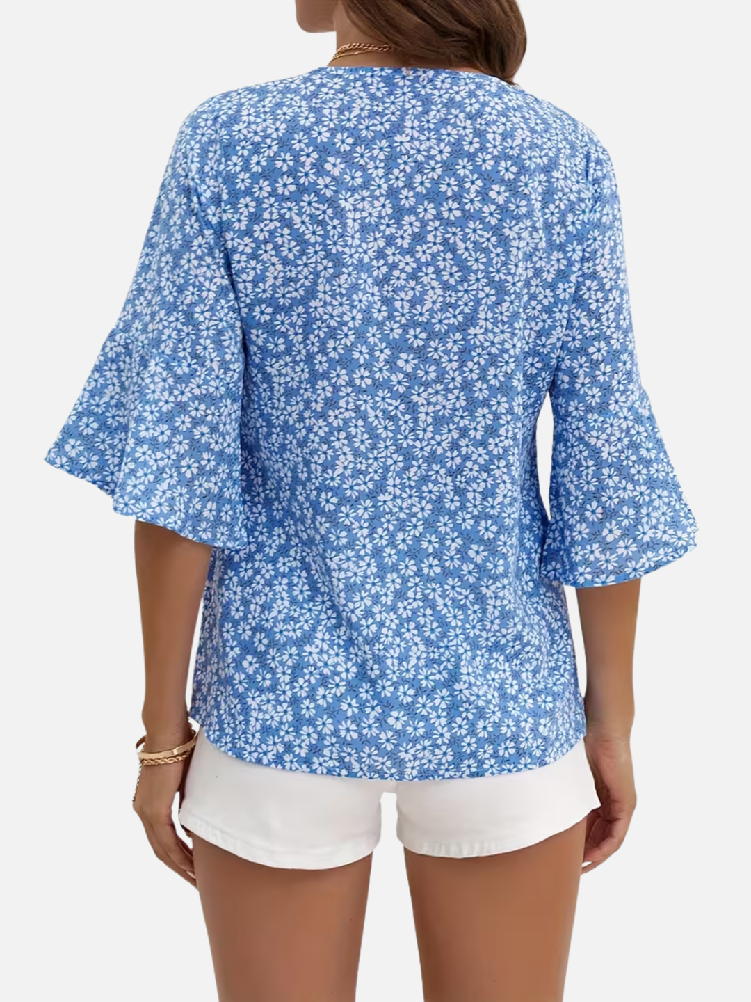Women's Floral V-Neck Blouse for Spring Summer Casual Wear