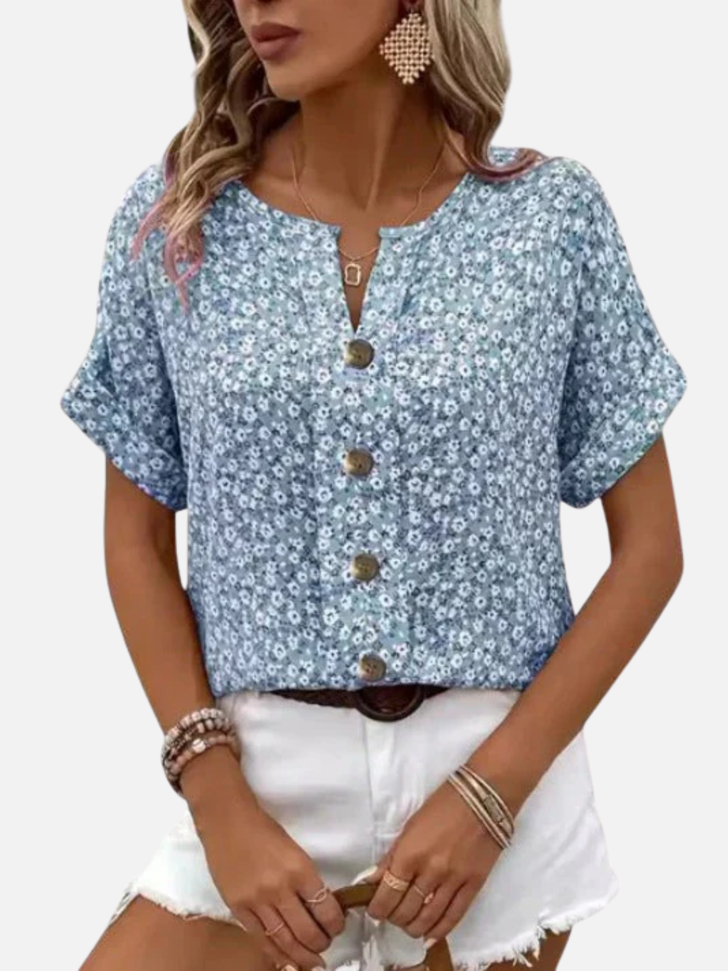 Women’s Lightweight Cotton Floral Blouse for Summer Comfort