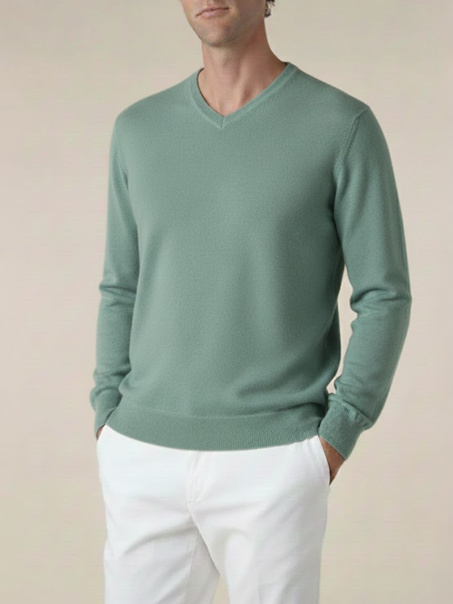 Aurevien | Men’s Classic V-Neck Jumper – Riviera Elegance