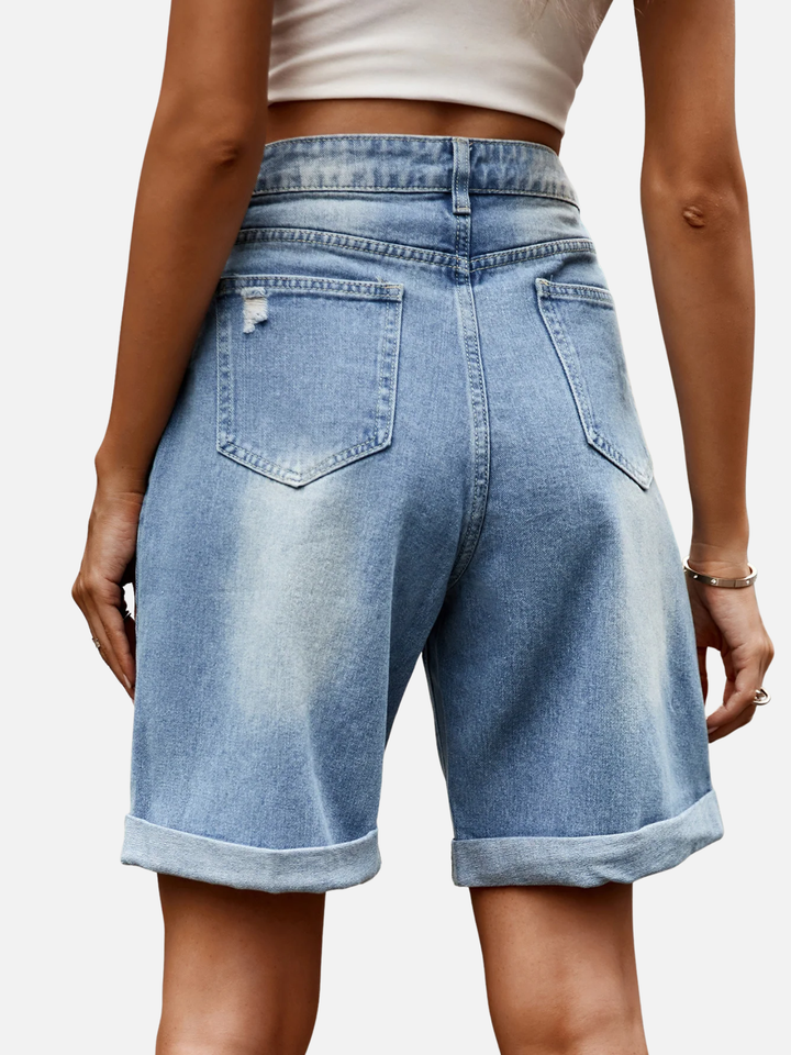Women’s Relaxed Denim Shorts Cuffed Hem Everyday Summer Wear