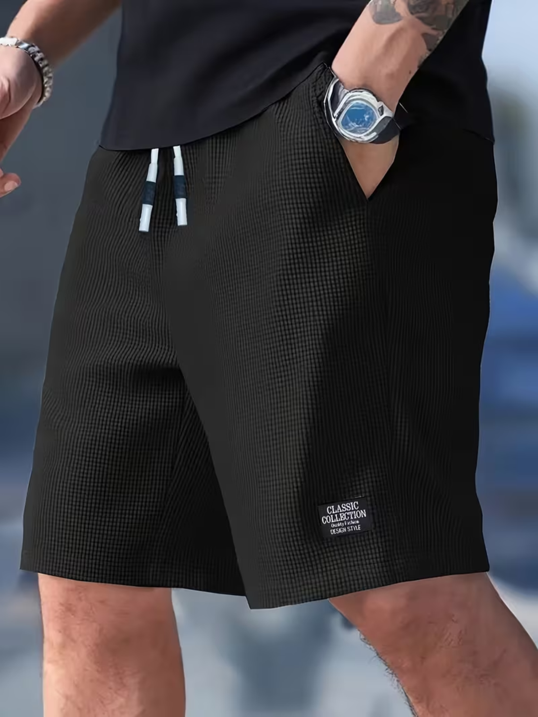 Men's Lightweight Drawstring Shorts with Pockets Beach Wear