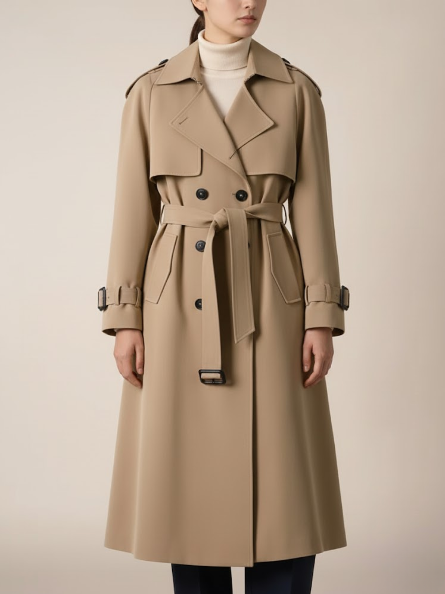 Aurevien | Women’s Belted Tweed Trench Coat – Ivy League Finish