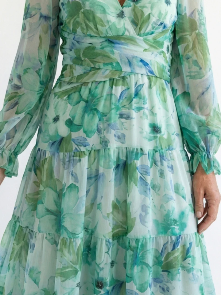 Women’s Long Sleeve Floral Maxi Dress Wedding Guest Outfit Maxi