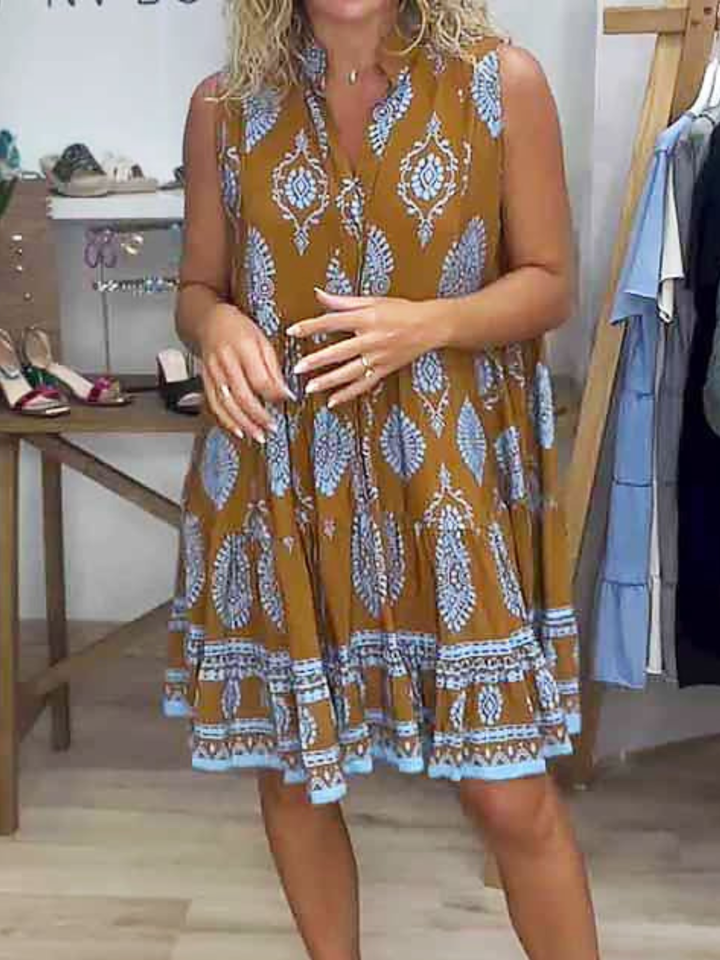 V-Neck Dress Breathable Summer Dress with Flattering Fit