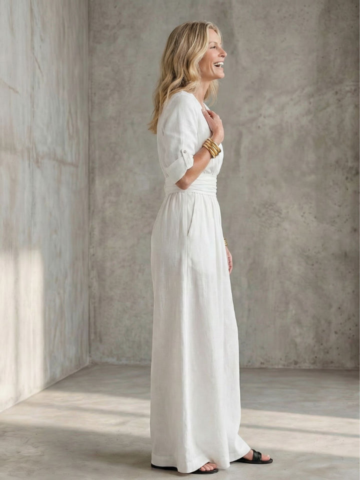 Women Full Length Jumpsuit Cross Bodice Soft Fabric Casual Elegant Wear