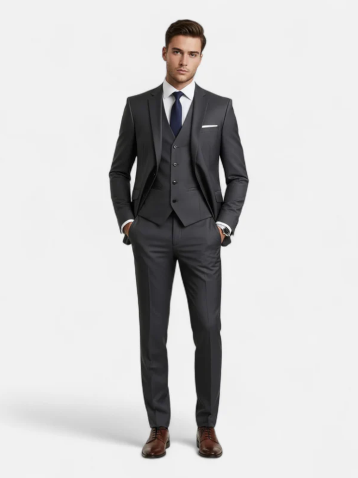 Men's slim fit tuxedo suit 3 piece for wedding black tie