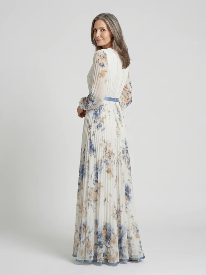 Women's Floral Maxi Dress Long Sleeve V-Neck Casual Formal Wear