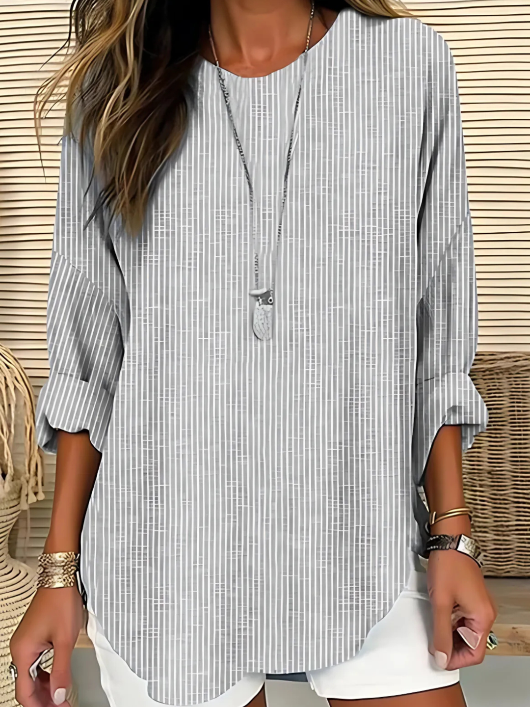 Blouse Breathable Oversized Stripe Shirt for Warm Weather