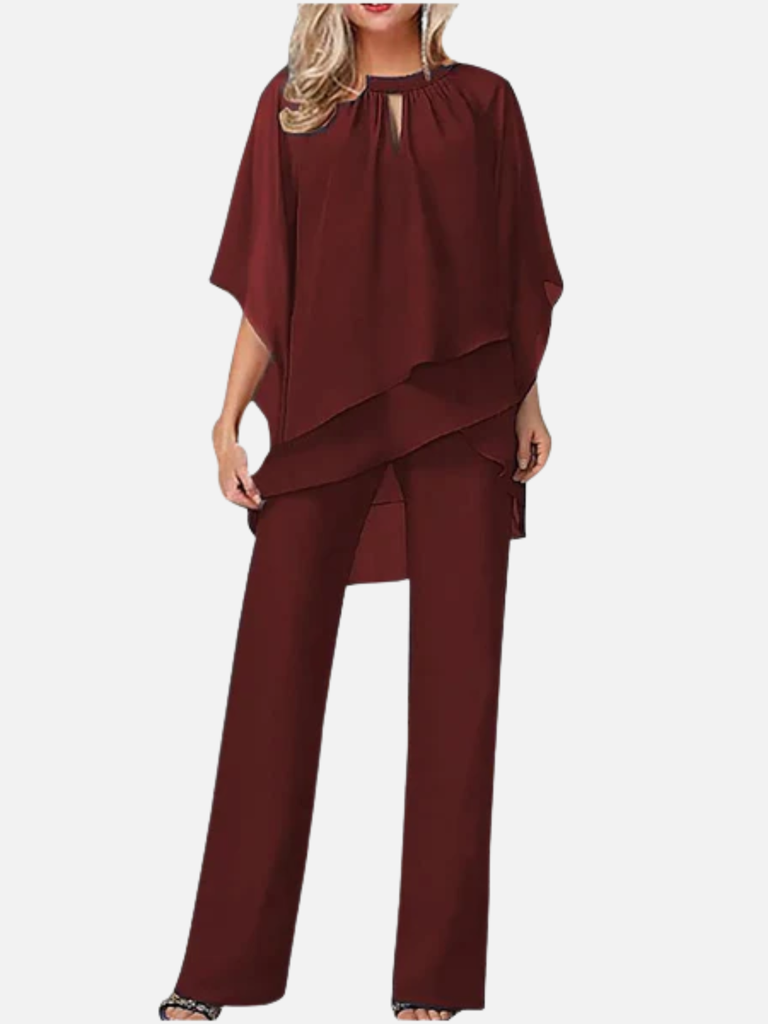 Women's chiffon pantsuit for wedding guest formal wear