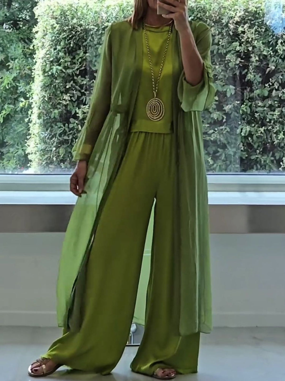 Women Three Piece Set Elegant Casual Outfit with Cardigan