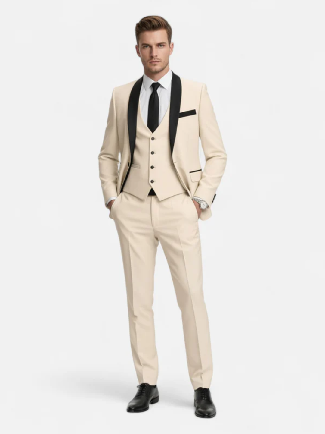 Men's slim fit tuxedo suit for wedding and formal events