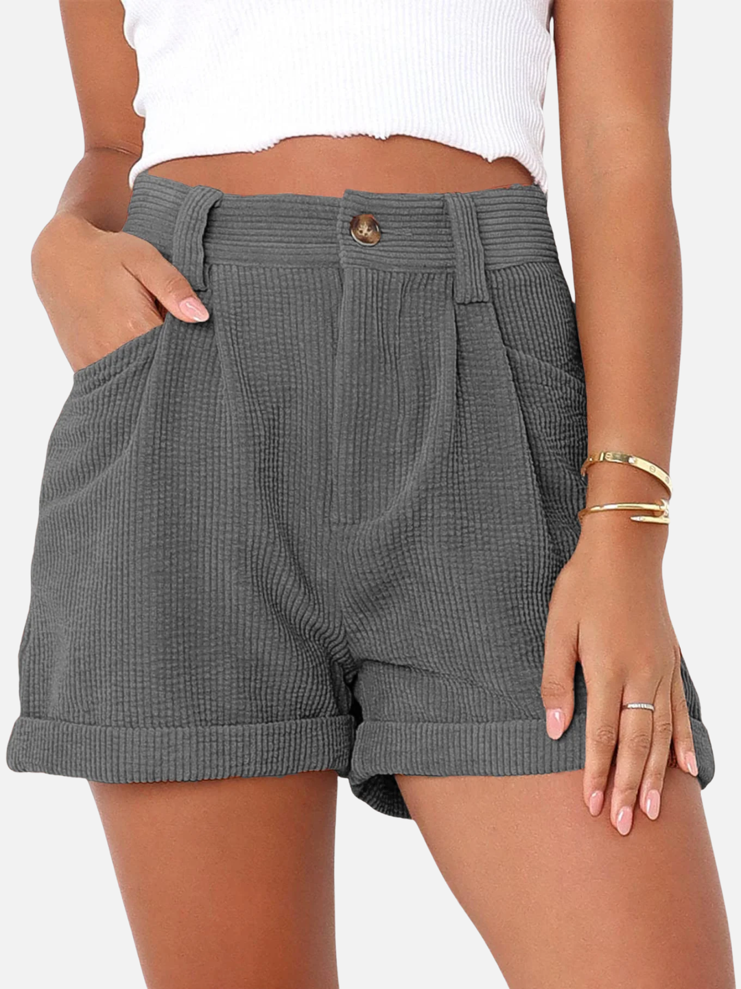 Women’s high waist shorts with pockets wide waistband casual