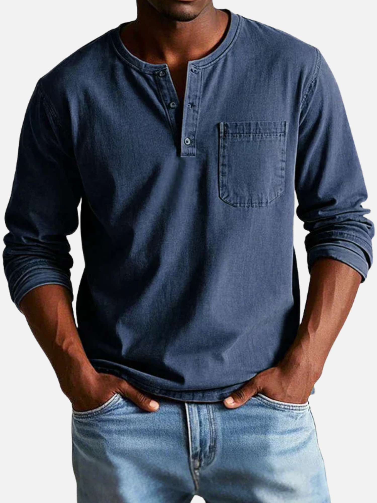 Men’s casual long sleeve Henley shirt for everyday comfort