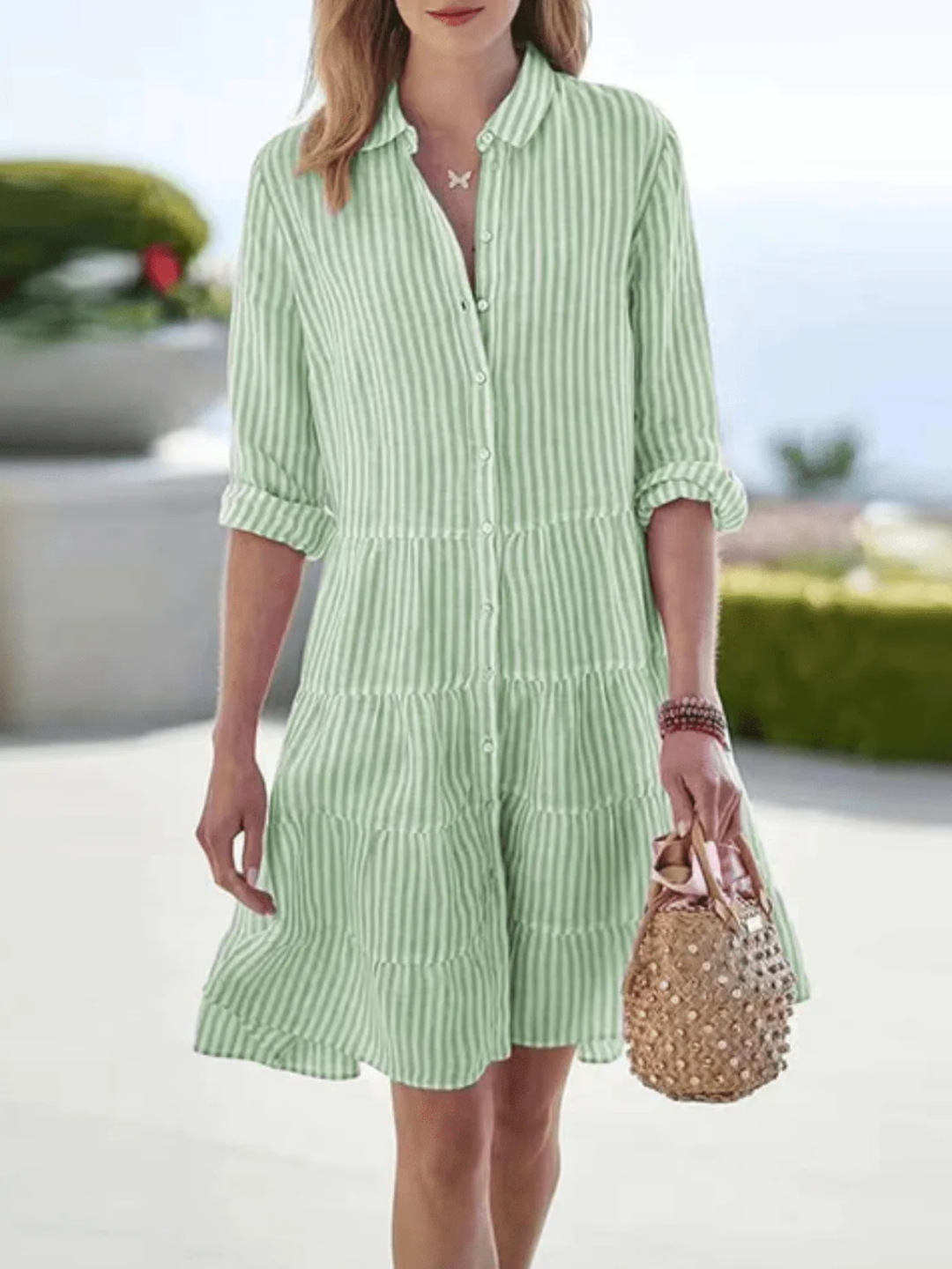 Women’s Lightweight Striped Summer Dress Casual Everyday Wear