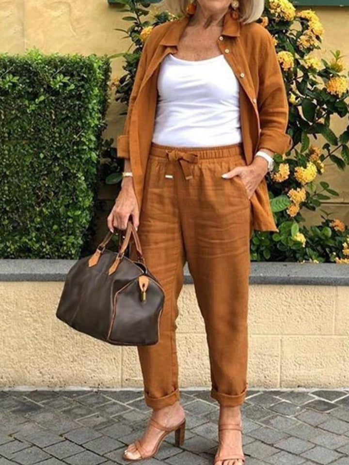 Women’s Two Piece Lounge Set Cotton Linen Relaxed Comfort Outfit