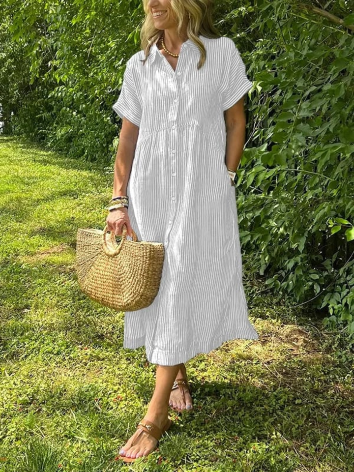 Women's Striped Shirt Dress for Work and Weekend Smart Casual Fit