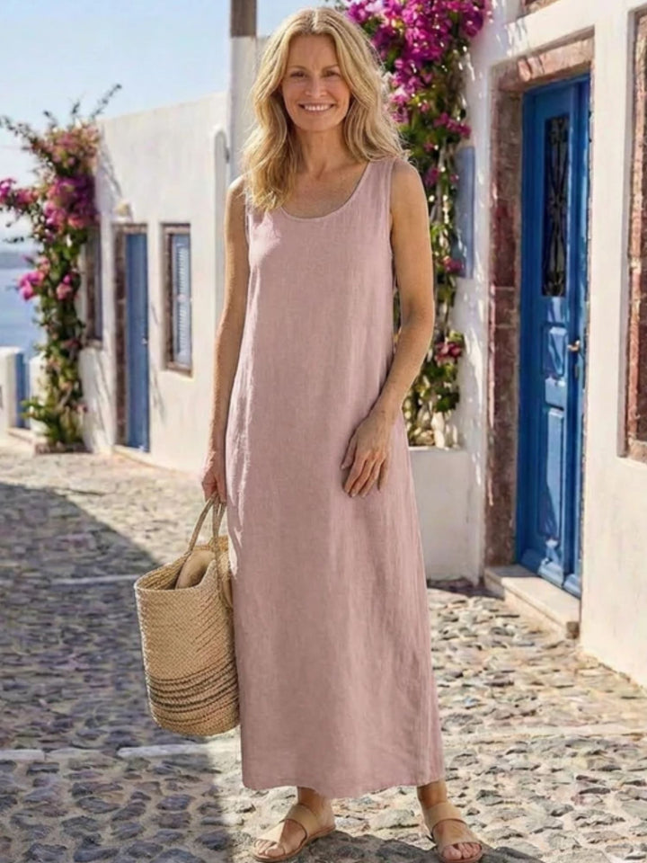 Women sleeveless midi dress comfortable summer outfit