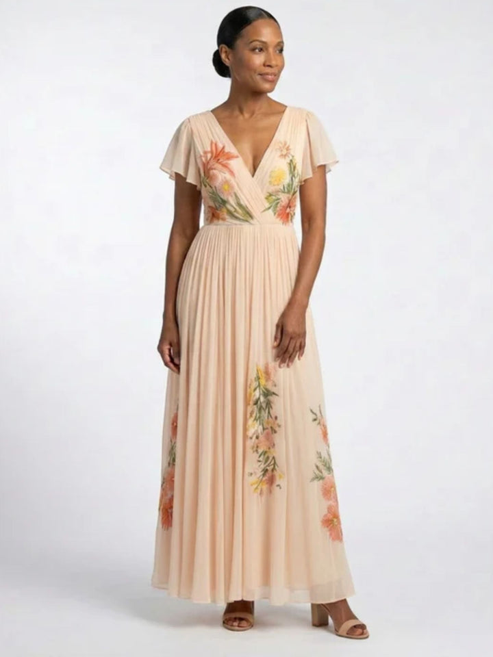 Women’s Casual Maxi Dress Comfortable Pleated Floral Daily Wear