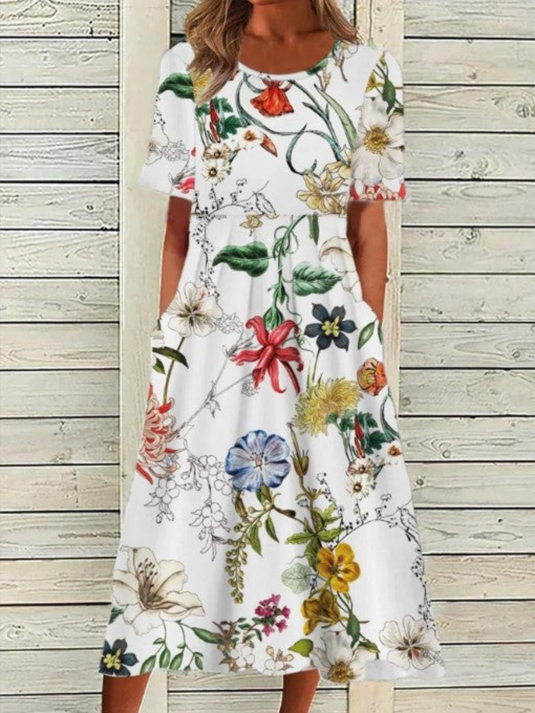 Women’s Floral Midi Dress Elegant Summer Dress