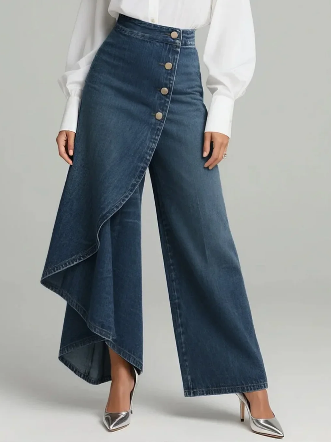 Slim Fit Denim Wrap Jeans for Women High Waist Everyday Wear