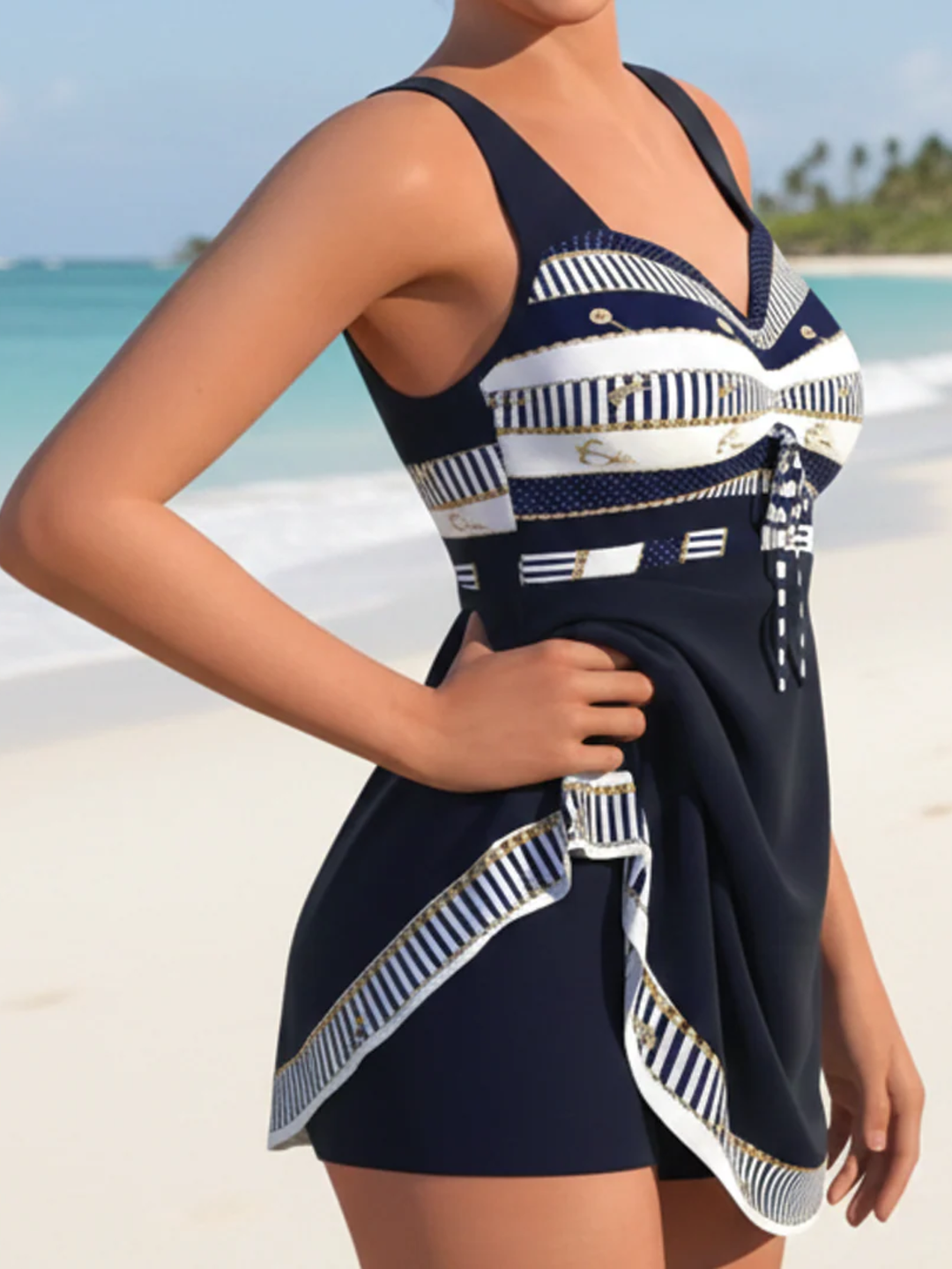 Women’s Tankini Dress Modest Swimwear Tummy Control Beach