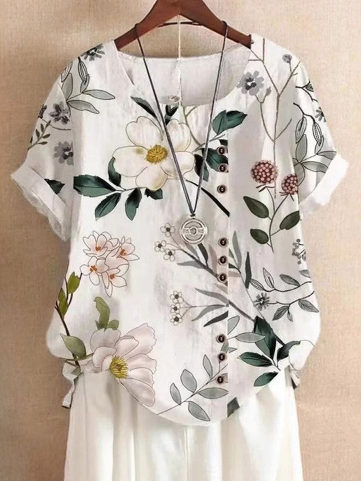 Blouse Women Lightweight Leaf Print Top for Travel and Leisure