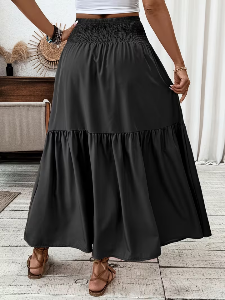 Boho maxi skirt women summer flowy skirt for beach holiday