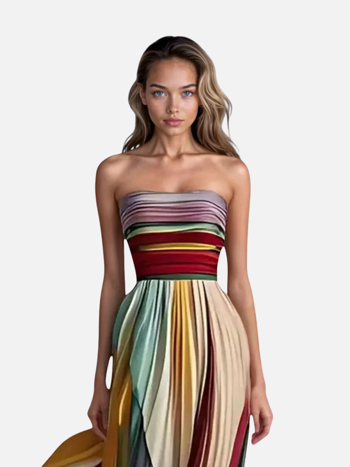 Women's Strapless Maxi Dress Lightweight Beach Wear Casual Elegant