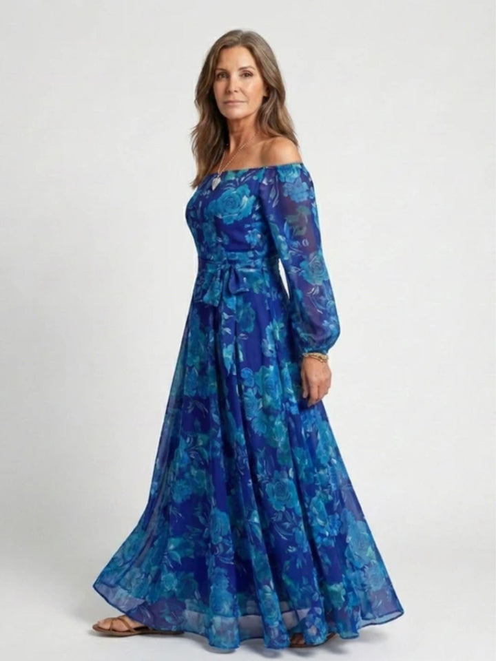 Women’s Casual Maxi Dress Breathable Long Sleeve Floral Comfort