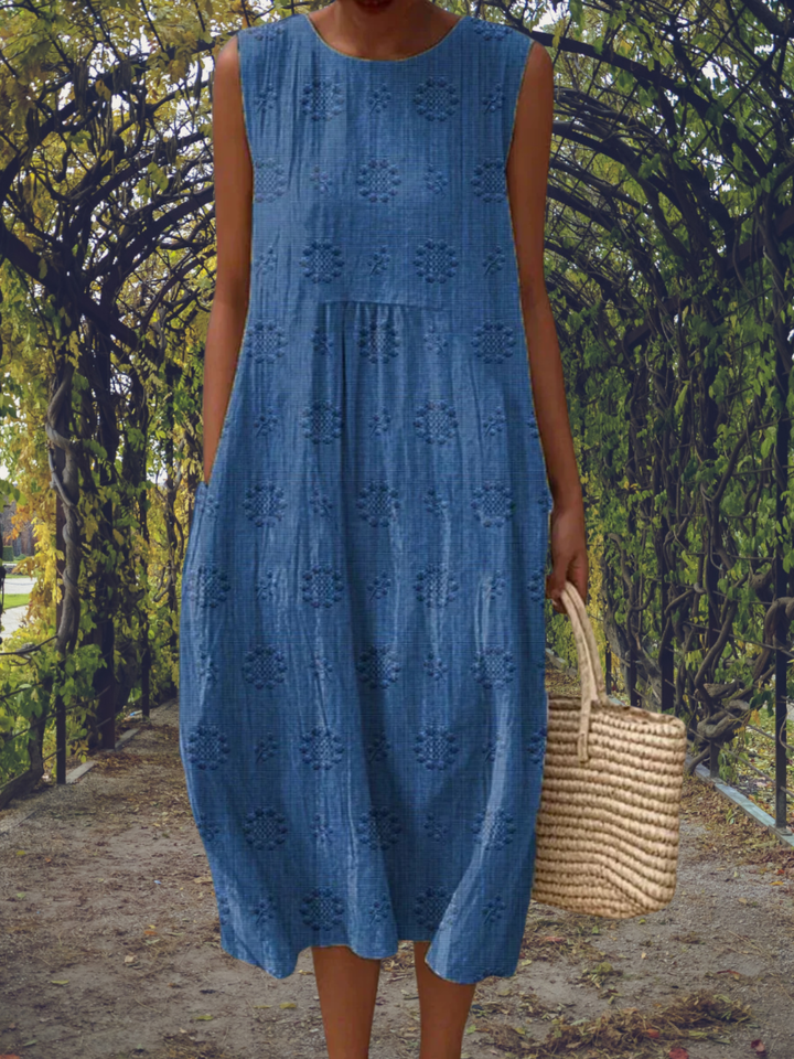 Dress Lightweight Embroidered Midi Dress for Everyday Comfort