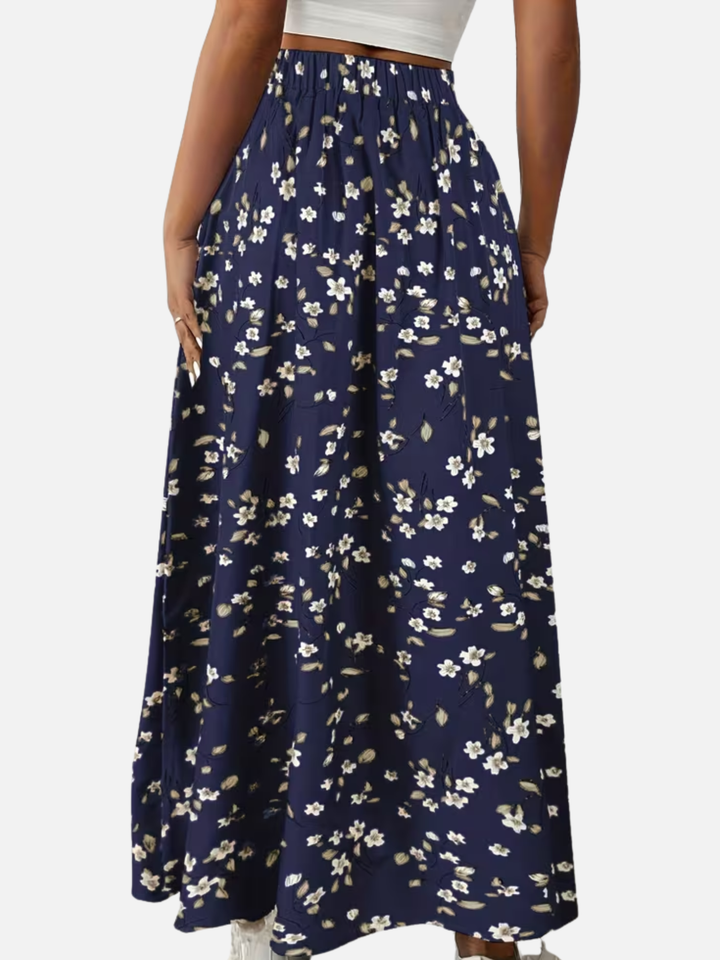 Women's Floral Maxi Skirt High Waist Vacation Outfit