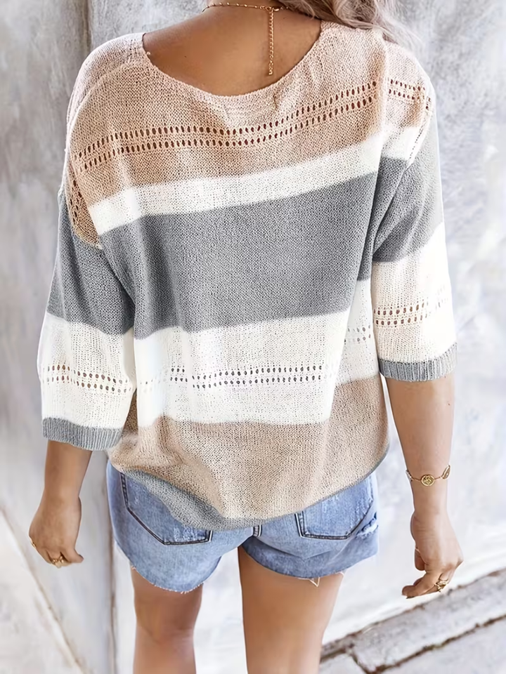 Women's summer off shoulder top multicolor V-neck cutout slim fit